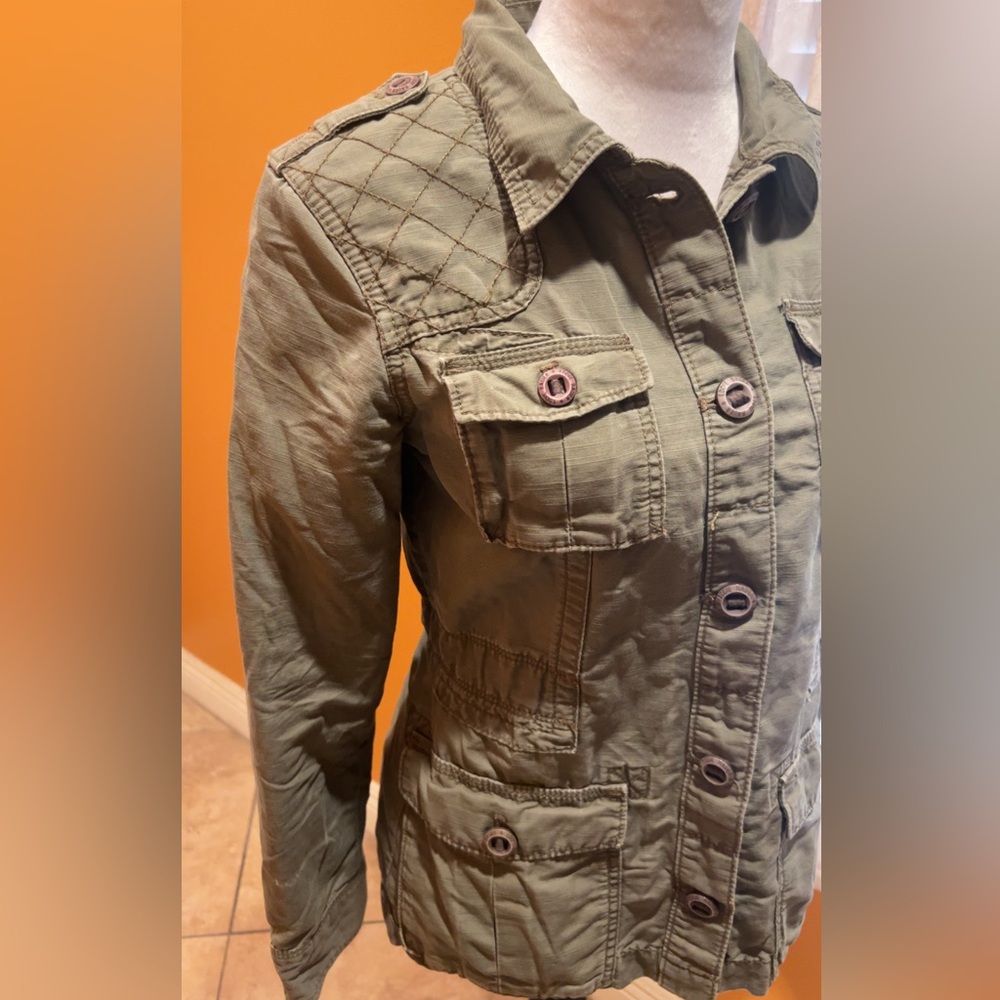 Eddie Bauer | Women’s Olive/Sage Green Utility Jacket Trench Coat Small - Picture 5 of 10